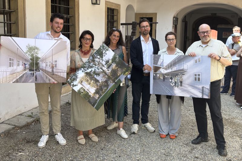 Vorstellung Pläne für Schubert-Geburtshaus, v.l.n.r.: Christian Sapetschnig, Veronica Kaup-Hasler, Bernhard Neumayr, Elke Doppler, Matti Bunzl (Foto: © Wien Museum)